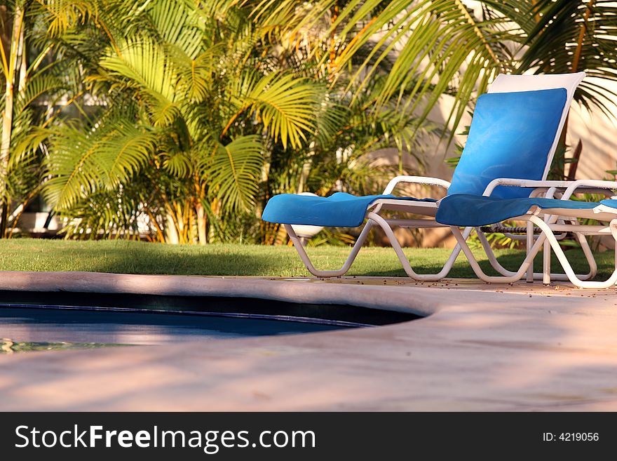 After raining by the pool in caribbean