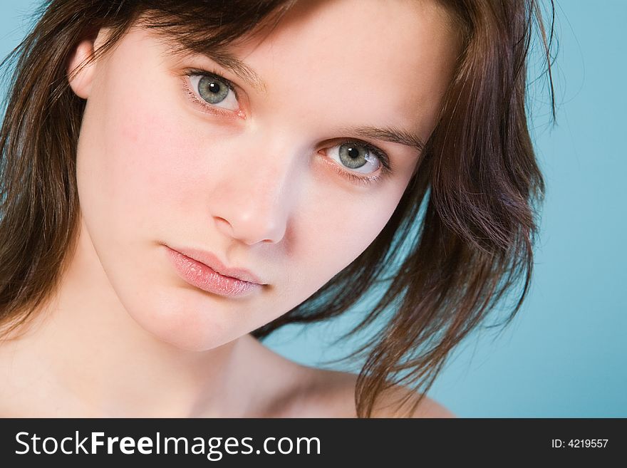 Natural portrait of a girl with short brown hair. Natural portrait of a girl with short brown hair