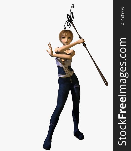 Attractive young female fantasy warrior.  Computer generated image, three dimensional render. Attractive young female fantasy warrior.  Computer generated image, three dimensional render.