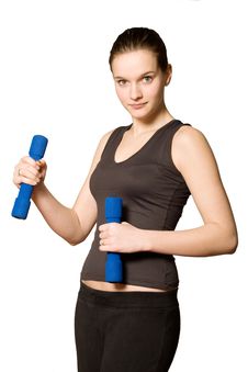 Young Girl With Weights Stock Photo Young Girl With Weights Stock Photo