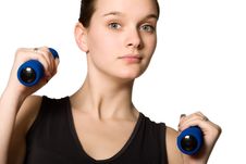 Young Girl Posing With Weights Stock Images Young Girl Posing With Weights Stock Images