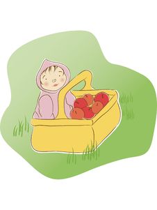 Baby In Basket Of Apples Royalty Free Stock Photos Baby In Basket Of Apples Royalty Free Stock Photos