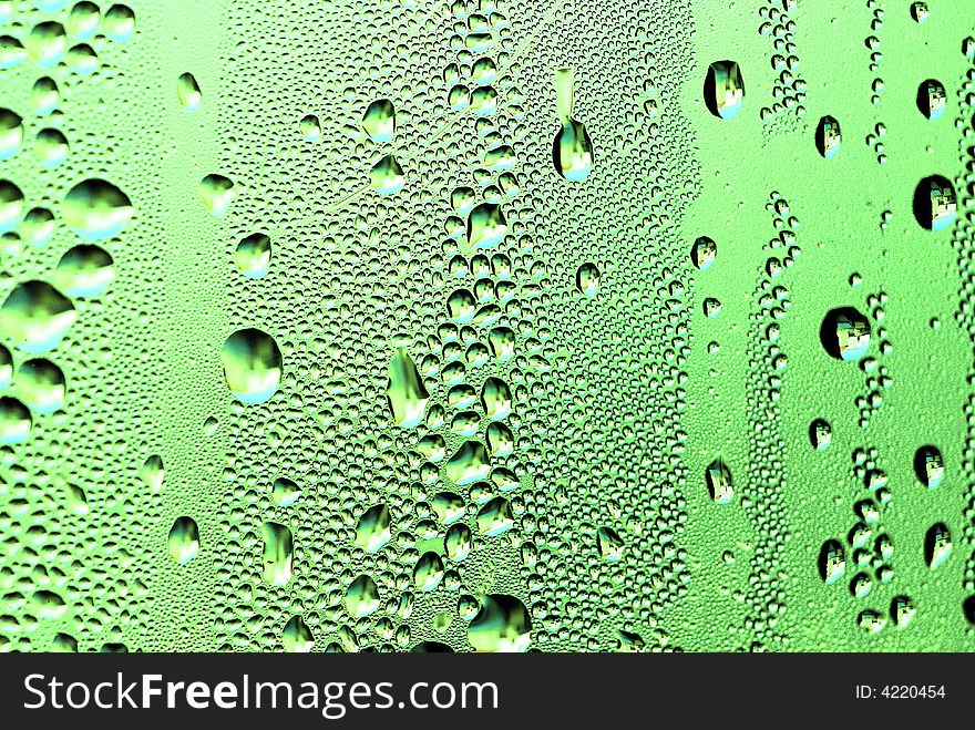 Close-up of water drops on glass (Background)