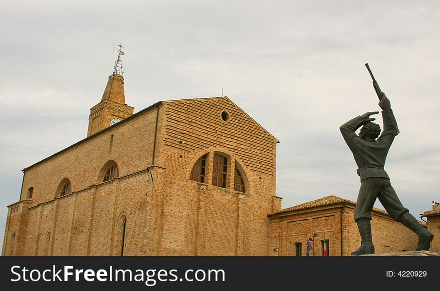 Statue of Filippo Corridoni in Corridonia, Marche, Italy. Statue of Filippo Corridoni in Corridonia, Marche, Italy