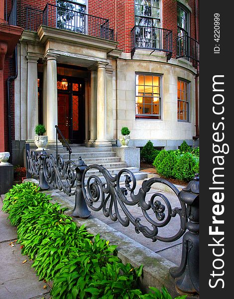 Beacon Hill is a wealthy neighborhood of Federal-style rowhouses, with some of the highest property values in the United States. Beacon Hill is a wealthy neighborhood of Federal-style rowhouses, with some of the highest property values in the United States