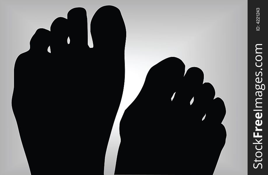 Black silhouette of two foots. Black silhouette of two foots