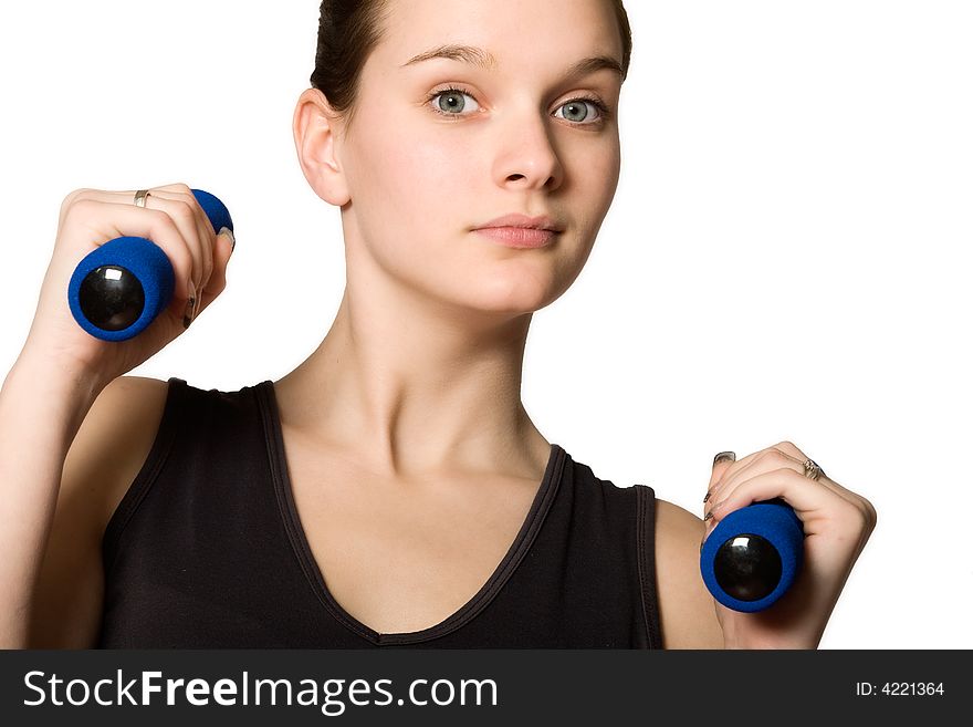 Young Girl Posing With Weights