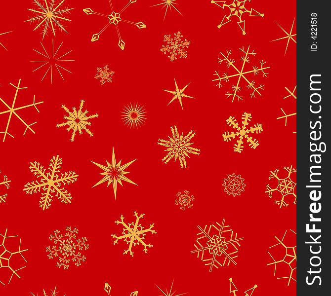 Golden seamless swatch vector with funny snowflakes. Golden seamless swatch vector with funny snowflakes