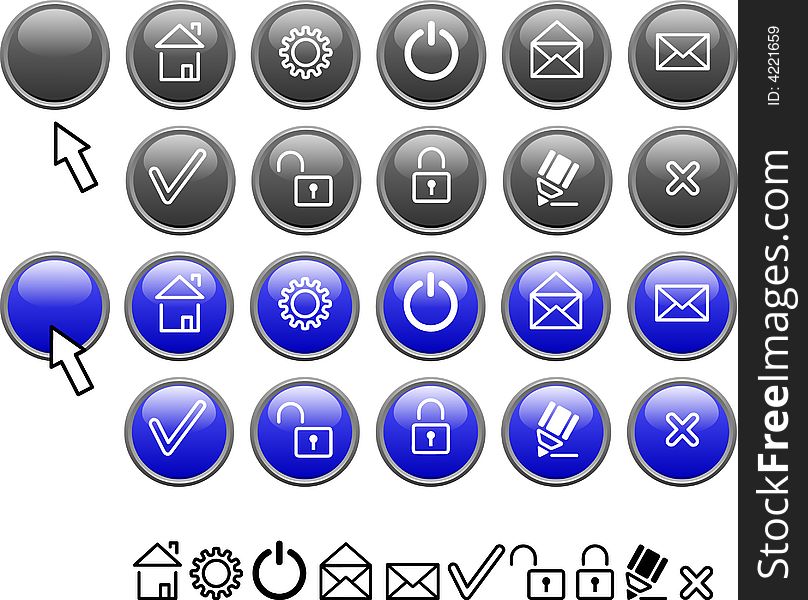 Collection of buttons. Vector illustration. Collection of buttons. Vector illustration.