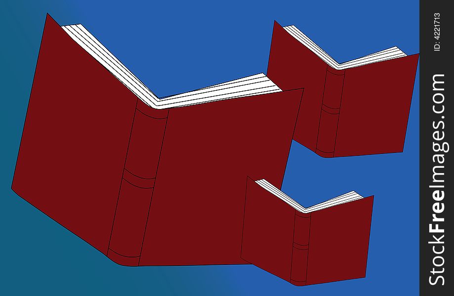 Red book on blue background