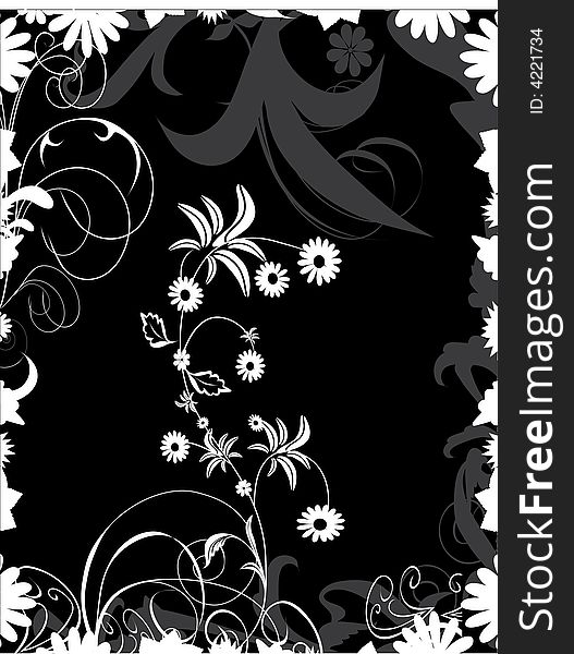 Black and white flowers background