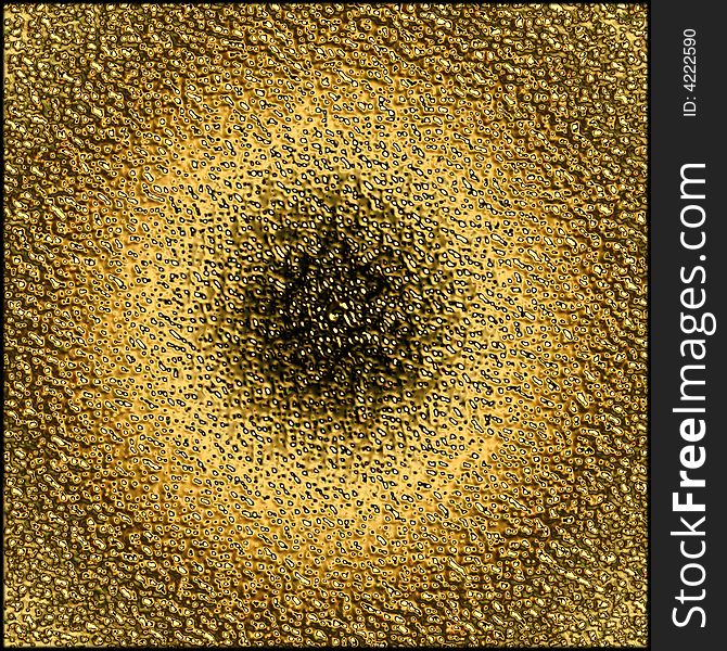 Textured golden background with black hole effect in center or centre.