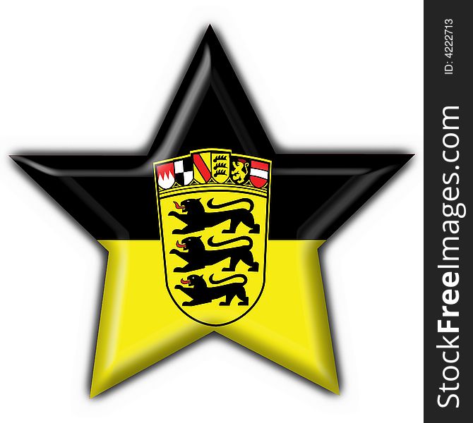 Baden WÃ¼rttemberg button flag star shape 3d. Baden WÃ¼rttemberg button flag star shape 3d