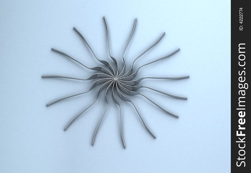 Several metalic forks forming a circle like a flower. Several metalic forks forming a circle like a flower