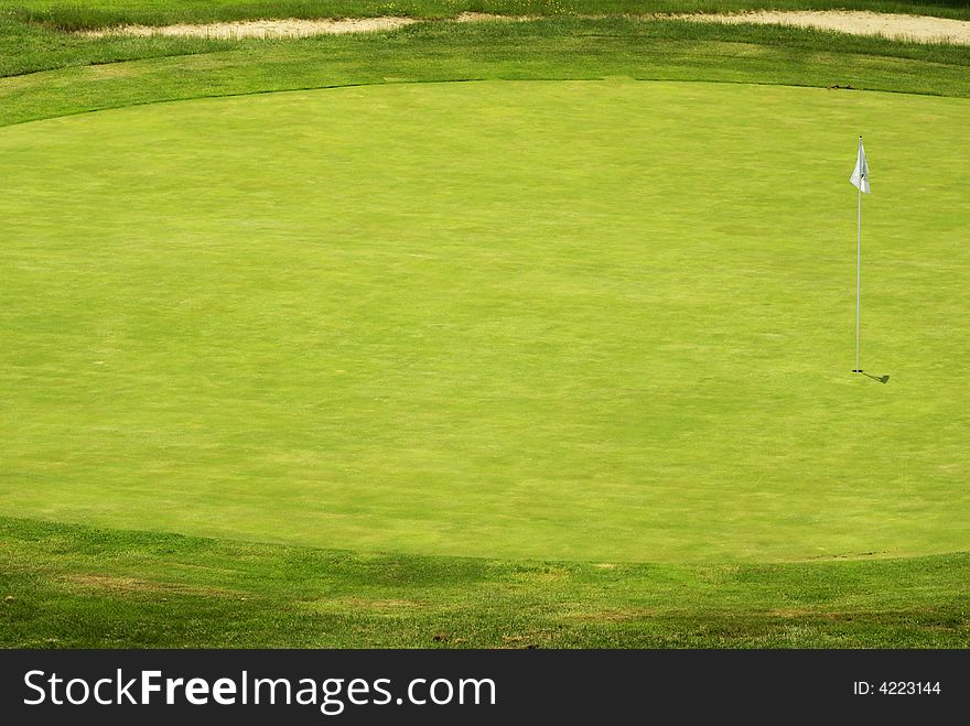 The ninth hole on a golf course. The ninth hole on a golf course