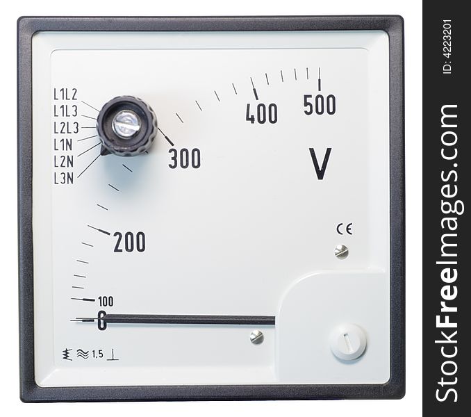 The industrial voltmeter with arrows. The industrial voltmeter with arrows