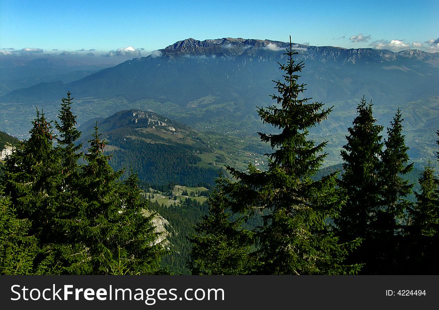 Ridge of Bucegi, seen from Piatra Craiului mountains. Ridge of Bucegi, seen from Piatra Craiului mountains