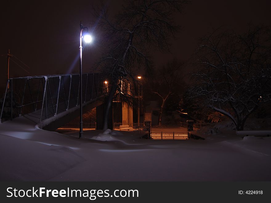 Pedestrian bridge located at the deaf and blind school in Colorado. Pedestrian bridge located at the deaf and blind school in Colorado.