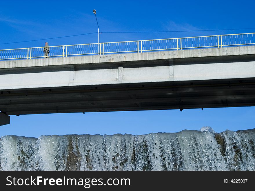 Waterfall and bridge