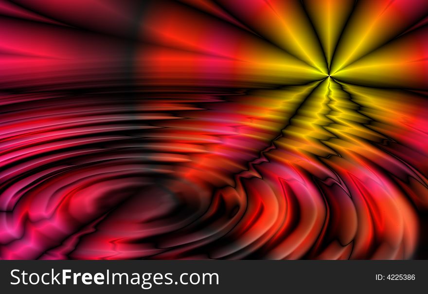 Digitally Generated Fractal Background Depicting the Sunrise Over a Body of Water. Digitally Generated Fractal Background Depicting the Sunrise Over a Body of Water
