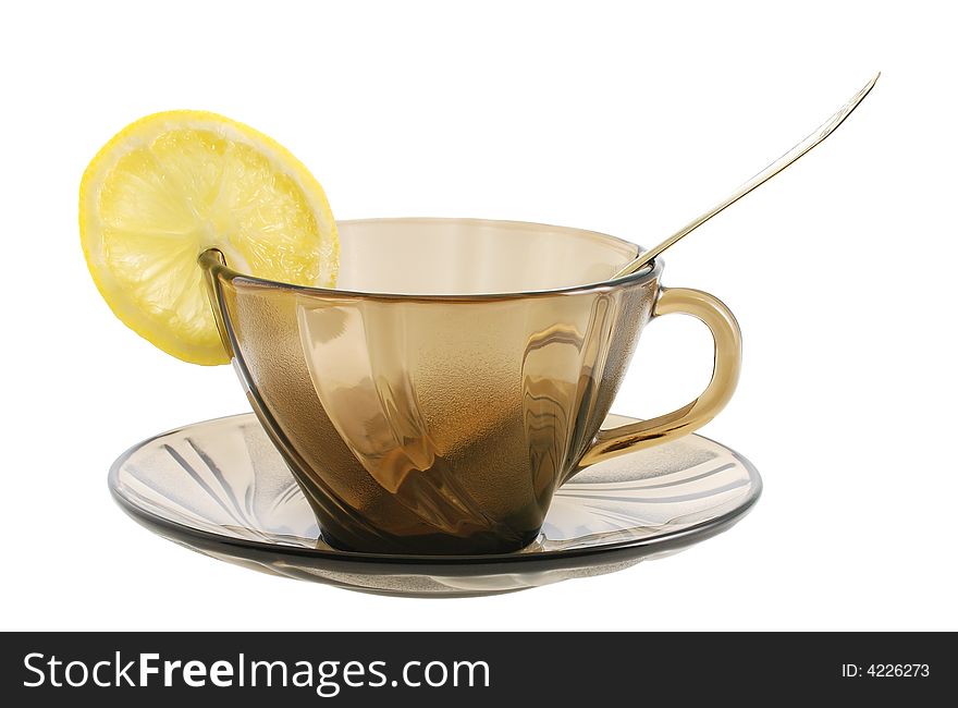 Glass Transparent Cup With Spoon  And Lemon