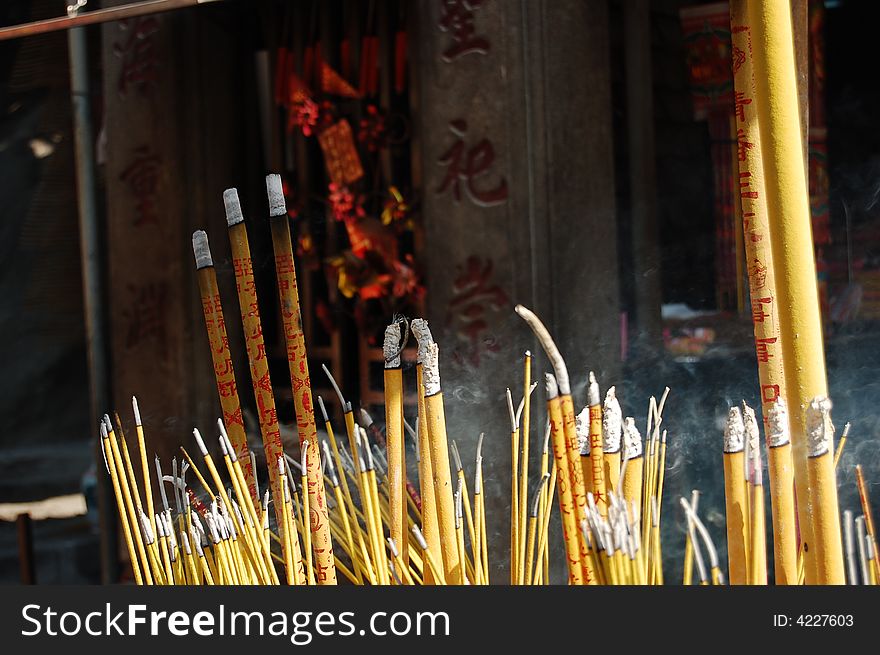 Burning incense coil in Mazhu temple. Burning incense coil in Mazhu temple