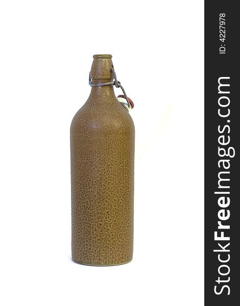 Photo of a classic belgian style clay beer bottle.