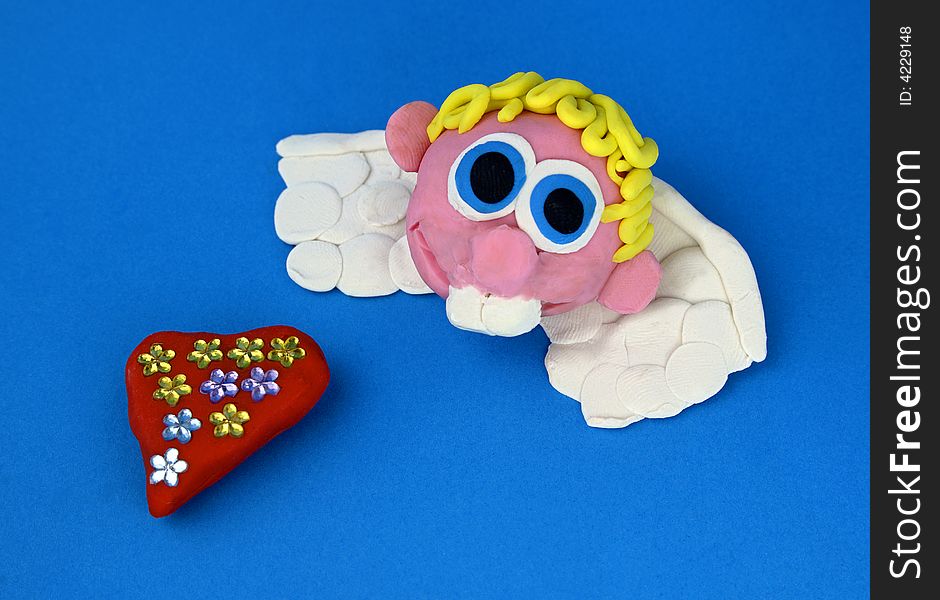 Protecting angel of St. Valentine made from plasticine