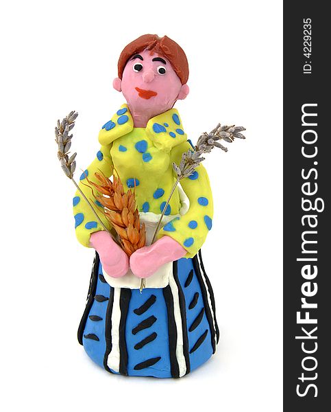 Girl made with plasticine and natural spikes. Girl made with plasticine and natural spikes