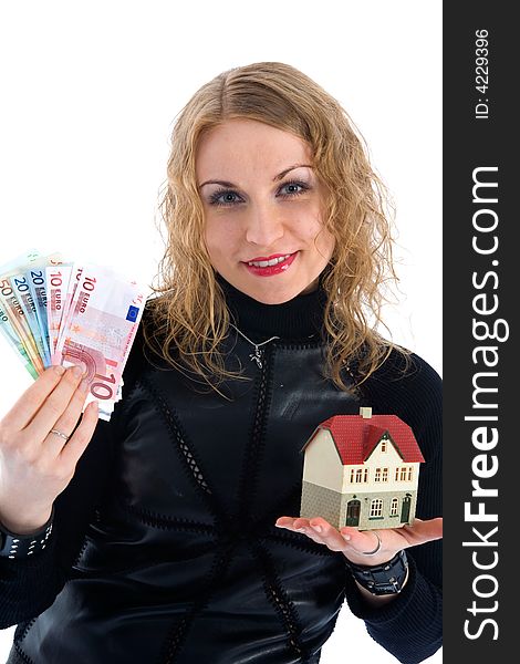 Business woman advertises real estate