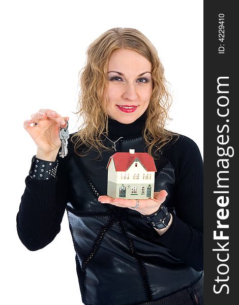 Business woman advertises real estate