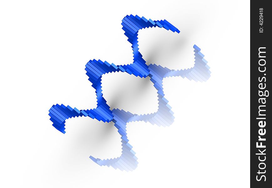 Three-dimensional spira model on white background. Three-dimensional spira model on white background