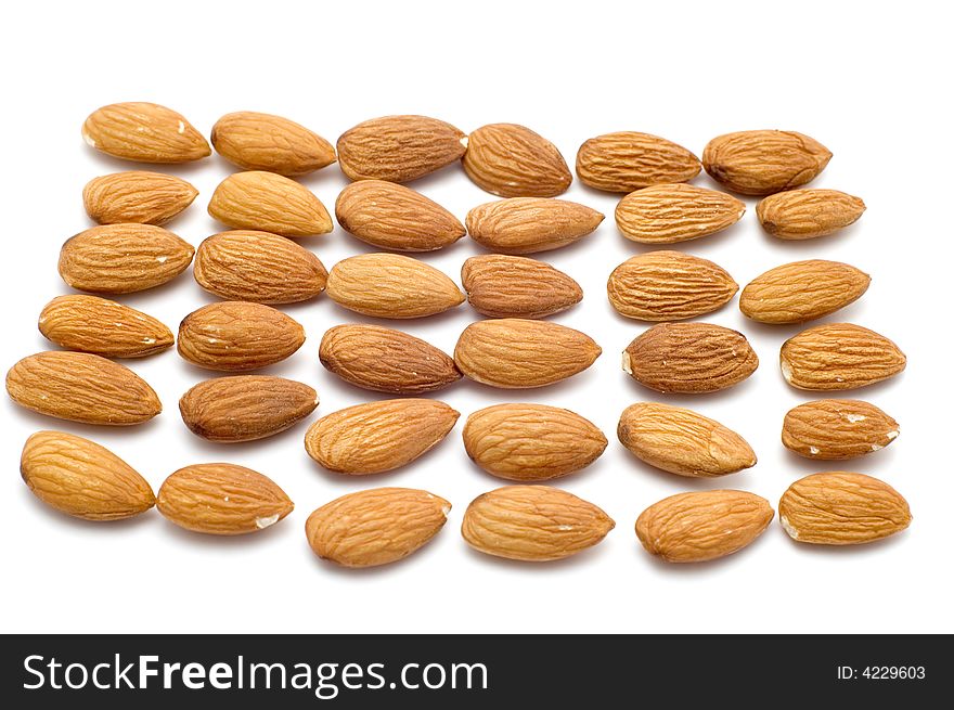 Object on white food almond. Object on white food almond