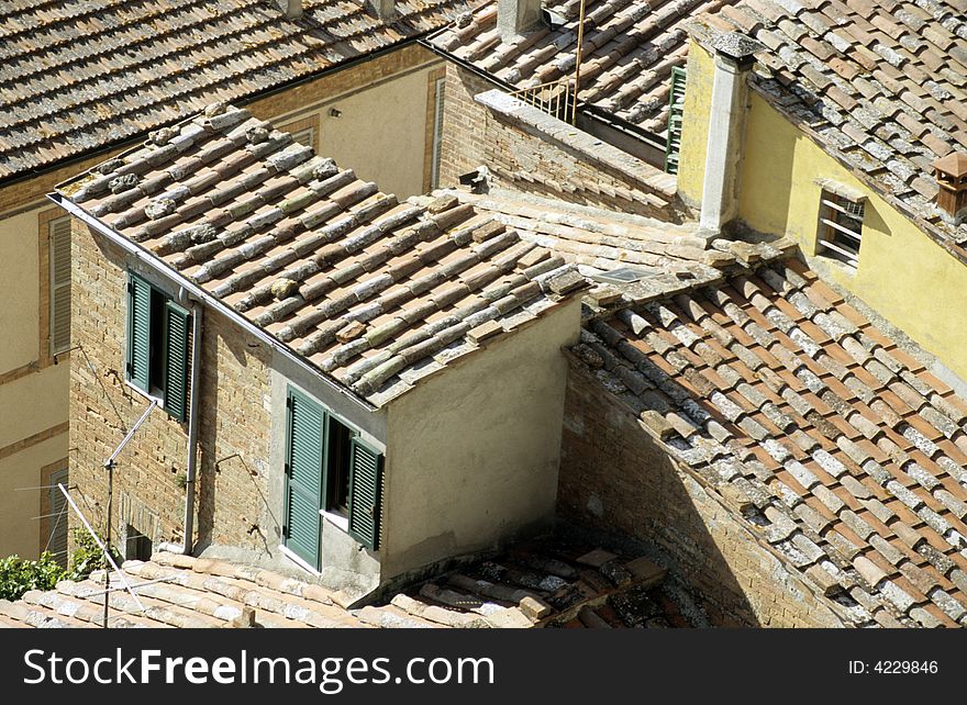 Old rooftops in Cortona, Italy. Old rooftops in Cortona, Italy