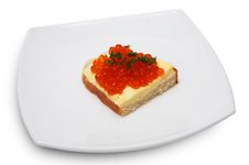 Sandwich With Red Caviar Royalty Free Stock Image