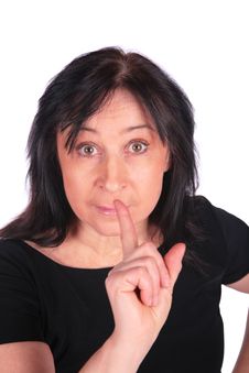 Woman In Black Gives Gesture Stock Photo Woman In Black Gives Gesture Stock Photo