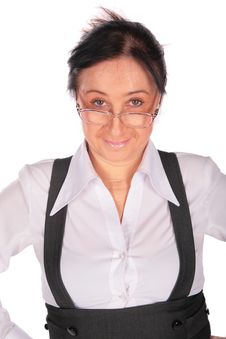 Woman In Glasses Sly Stock Photo
