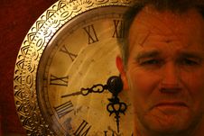 Man S Face Superimposed On Clock Stock Images Man S Face Superimposed On Clock Stock Images