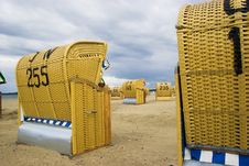 Beach Wicker Chairs In Germany Stock Photography