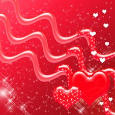 Red Hearts And Sparkles Backdrop Stock Images