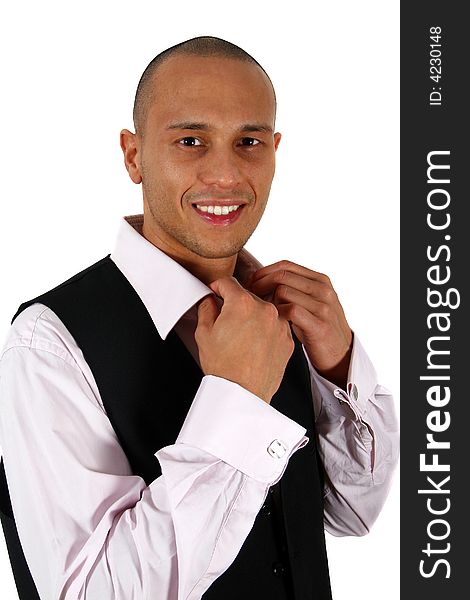 Young man in stylish business fashion - over white background. Young man in stylish business fashion - over white background.