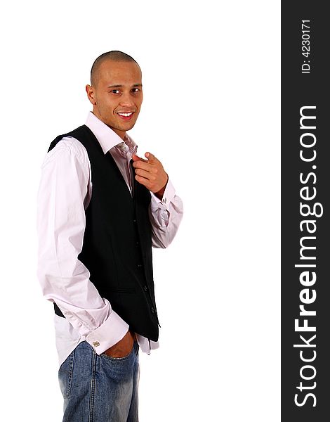 Young man in stylish business fashion - over white background. Young man in stylish business fashion - over white background.