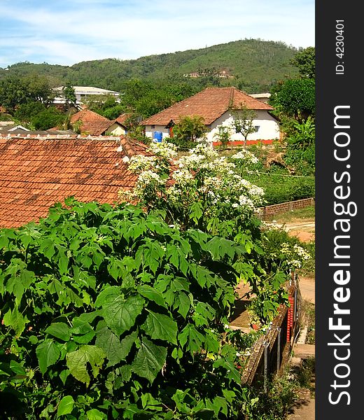 A scenic view of a small Indian village. A scenic view of a small Indian village.