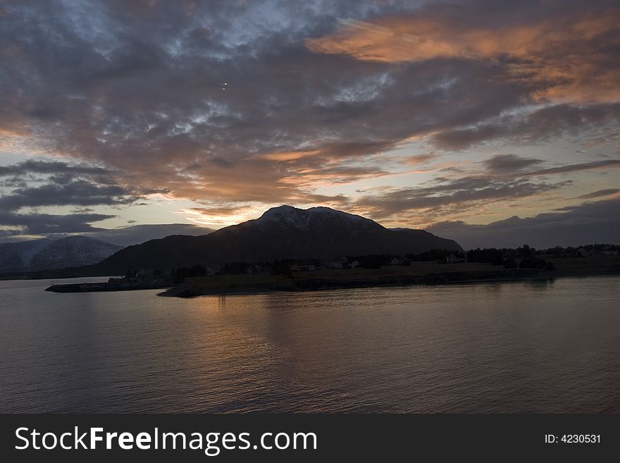 Gorgeous sunset in the islands of norway fiord. Gorgeous sunset in the islands of norway fiord