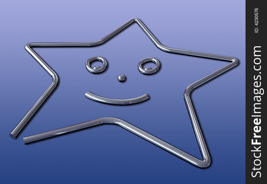 3d computer graphics happy star with clipping paths. 3d computer graphics happy star with clipping paths