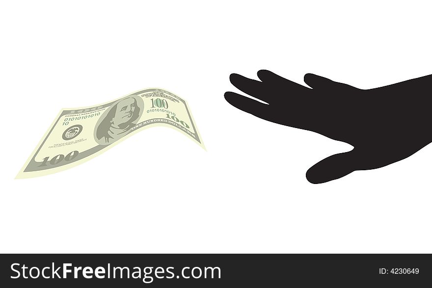 A hand is attracting the dollar. A hand is attracting the dollar.