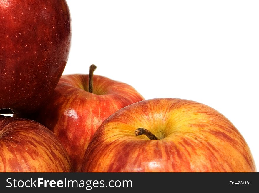 Red apples on the isolated background
