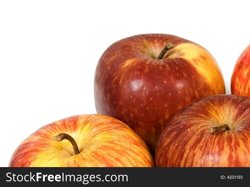 Red apples on the isolated background