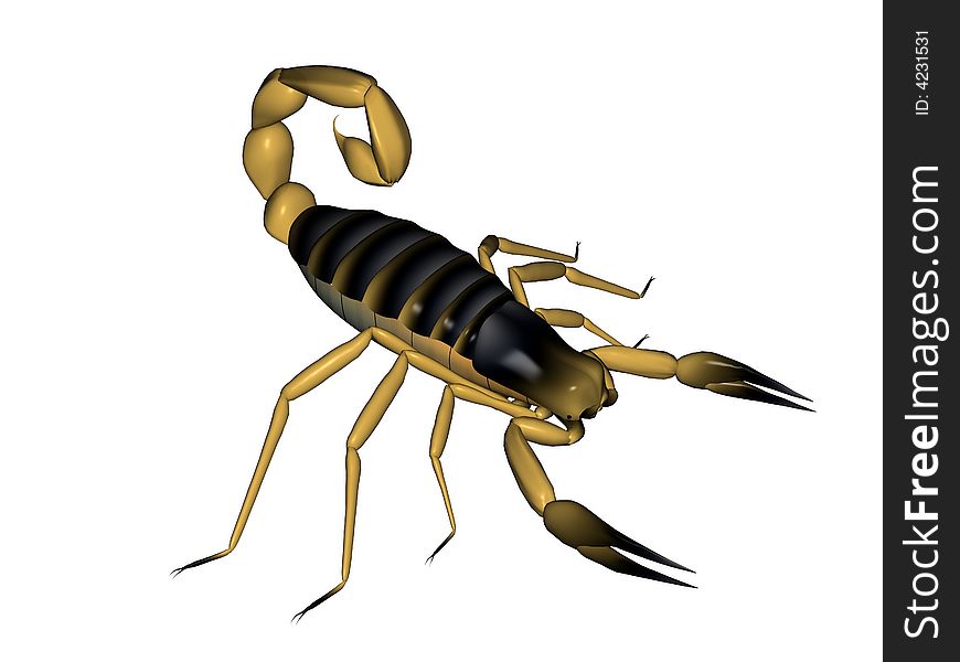 3d model of scorpion, rendered on white background