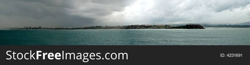 The panoramic view San Juan downtown - the capital of Puerto Rico.